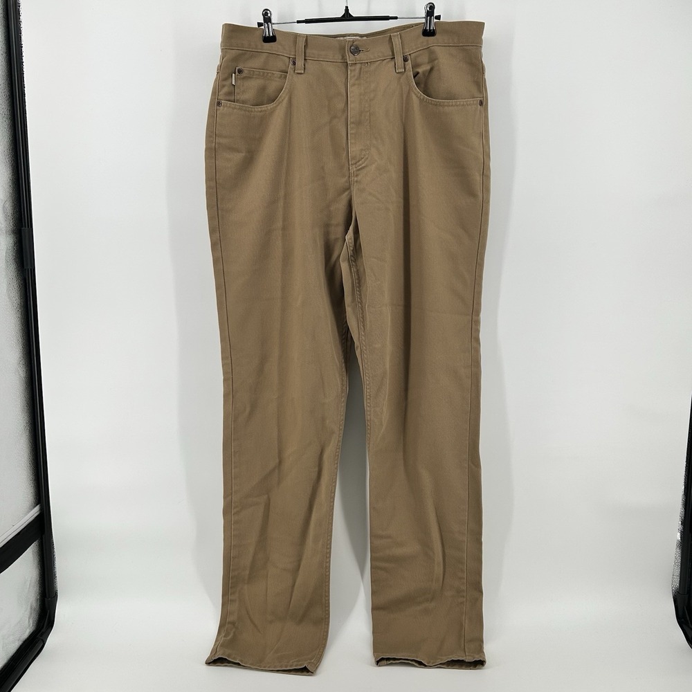 Vintage LL Bean Twill Pants Mens 36x36 Tan Khaki Cotton Classic Fit Made Mexico